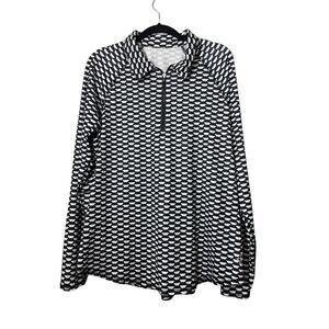 Jofit Golf Polo Long Sleeve Shirt Top Sz XL Geometric Print Black White 1/2 Zip